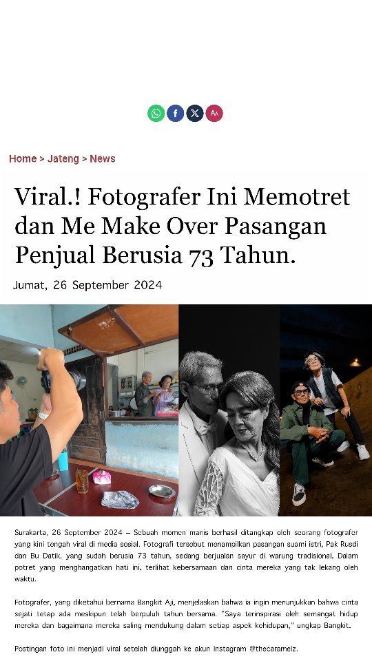 Fotografer Make Over Pasangan Berusia 73 Tahun di Solo