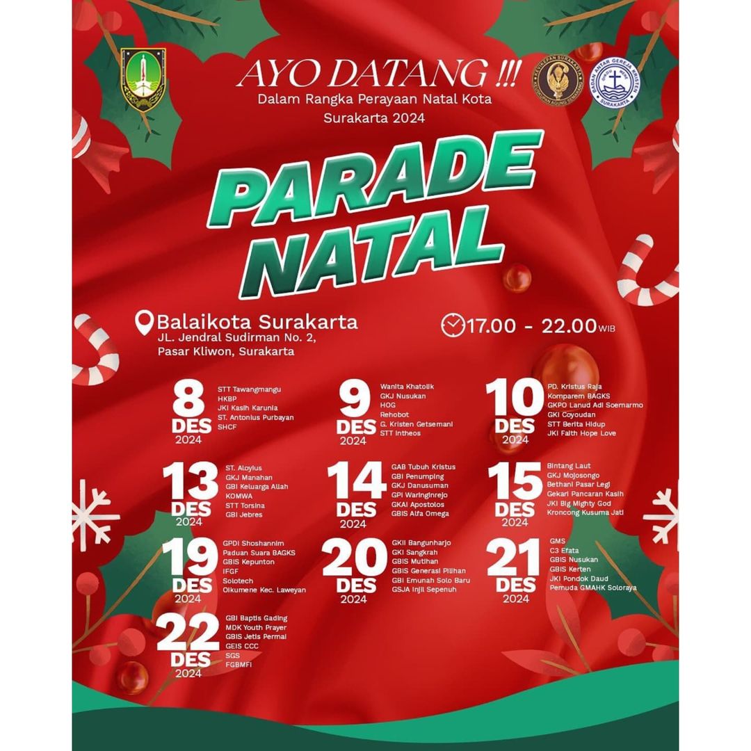 Jadwal Acara Natal 2024 dan Tahun Baru 2025 di Solo