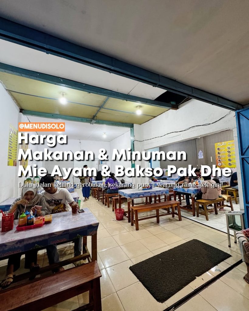 Daftar Harga Menu Mie Ayam Bakso Pak Dhe Koridor Gatsu Solo