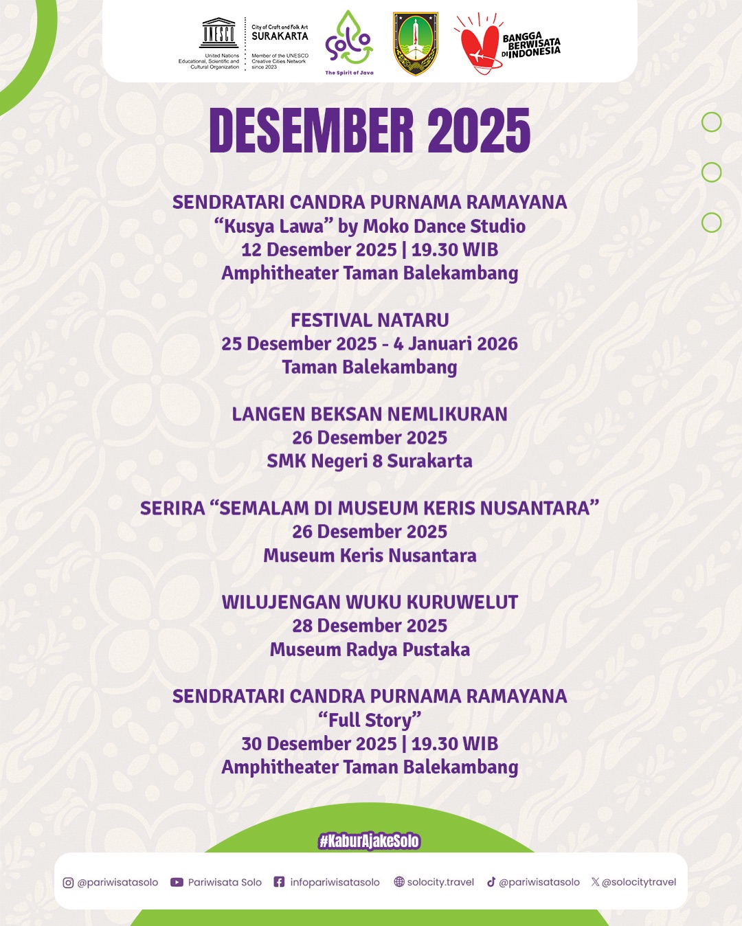 Kamu Harus Tau Kalender Event Solo Desember 2025