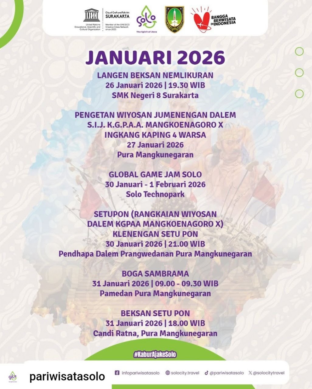 Jadwal Event Solo Bulan Januari 2026