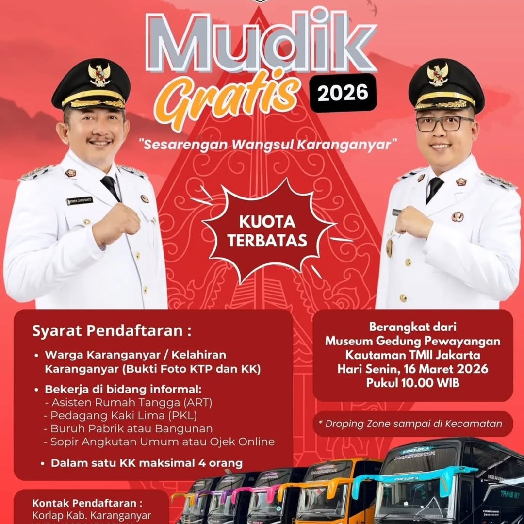 Cara Warga Karanganyar Mudik Gratis Dari Jakarta Lebaran 2026