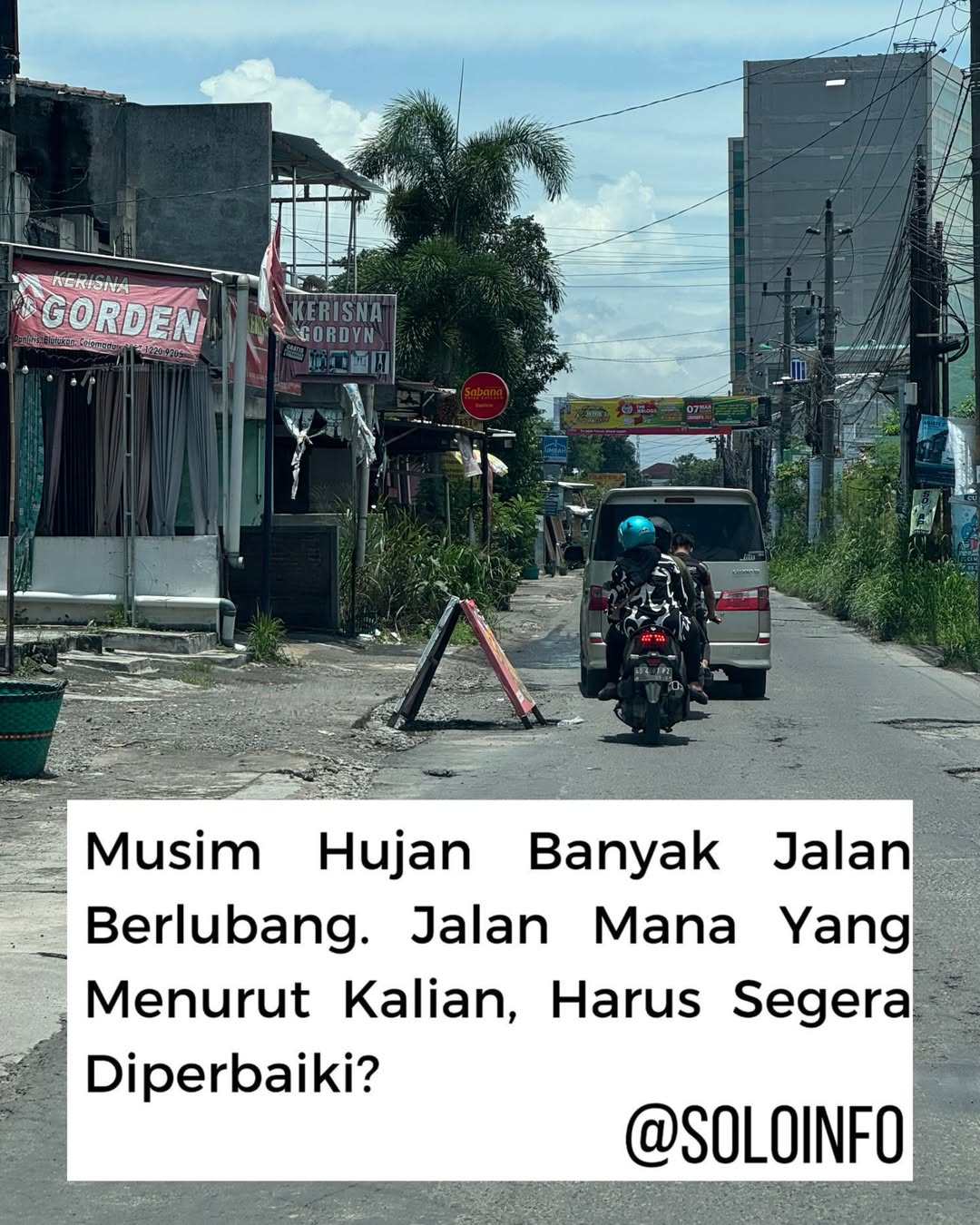 Musim Hujan Banyak Jalan Berlubang di Solo Raya