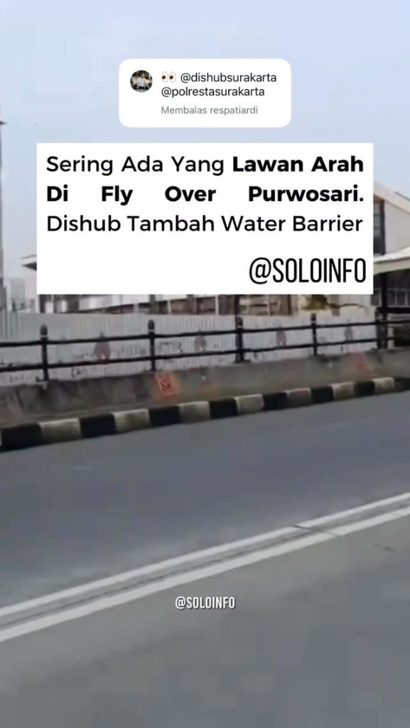 Dishub Tambah Water Barrier di Flyover Purwosari Solo